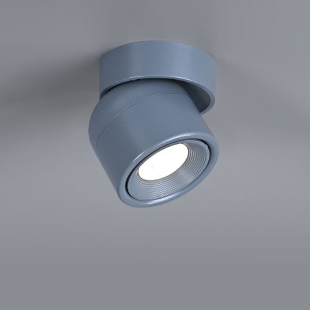 Contemporary Scandinavian Rotatable Aluminum Round Spotlight LED Semi-flush Mount Ceiling Light for Living Room
