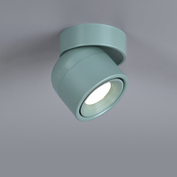 Contemporary Scandinavian Rotatable Aluminum Round Spotlight LED Semi-flush Mount Ceiling Light for Living Room