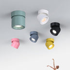 Contemporary Scandinavian Rotatable Aluminum Round Spotlight LED Semi-flush Mount Ceiling Light for Living Room BulbSquare