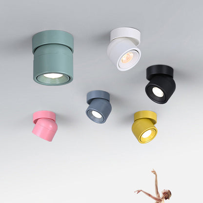Contemporary Scandinavian Rotatable Aluminum Round Spotlight LED Semi-flush Mount Ceiling Light for Living Room