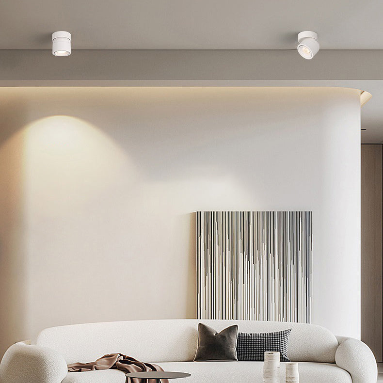 Contemporary Scandinavian Rotatable Aluminum Round Spotlight LED Semi-flush Mount Ceiling Light for Living Room