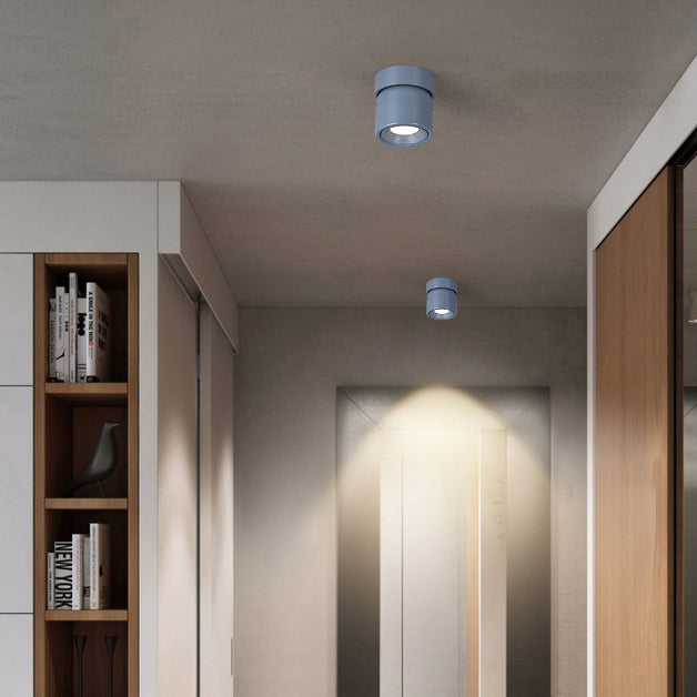 Contemporary Scandinavian Rotatable Aluminum Round Spotlight LED Semi-flush Mount Ceiling Light for Living Room