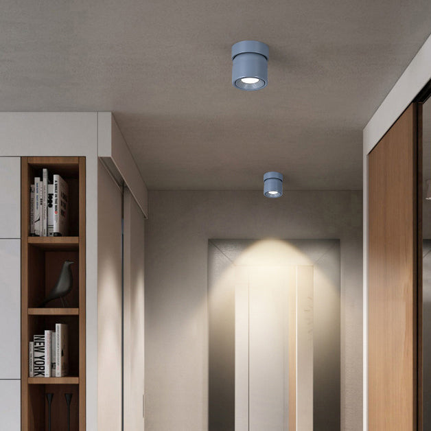 Contemporary Scandinavian Rotatable Aluminum Round Spotlight LED Semi-flush Mount Ceiling Light for Living Room BulbSquare