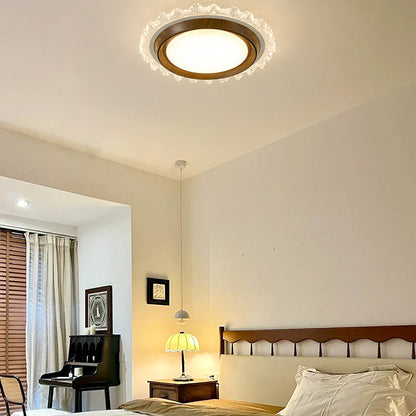Contemporary Retro Hardware ABS PC Acrylic Round Lace LED Flush Mount Ceiling Fan Light For Bedroom