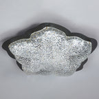 Contemporary Retro Iron Resin Flower Glacial Pattern LED Flush Mount Ceiling Light For Bedroom