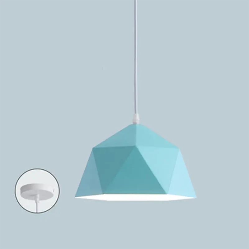 Contemporary Scandinavian Iron Geometric Polygon Rhombus 1-light Pendant Light for Dining Room BulbSquare