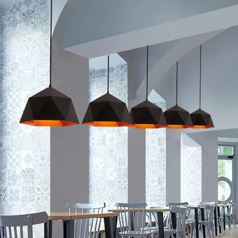 Contemporary Scandinavian Iron Geometric Polygon Rhombus 1-light Pendant Light for Dining Room BulbSquare