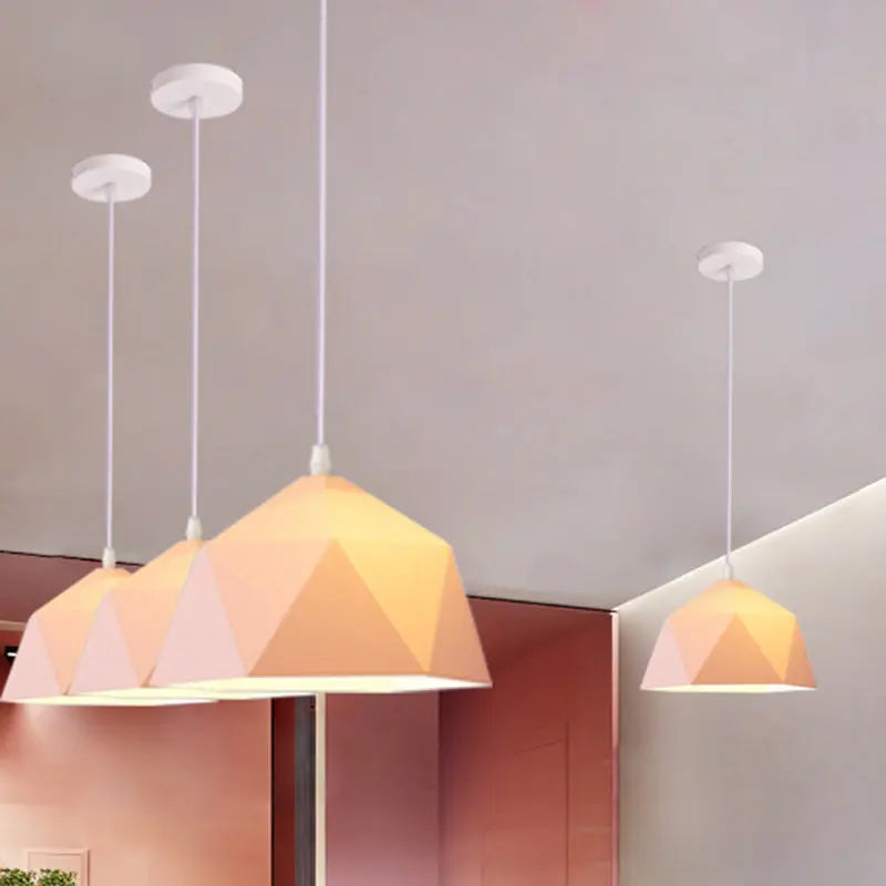 Contemporary Scandinavian Iron Geometric Polygon Rhombus 1-light Pendant Light for Dining Room BulbSquare