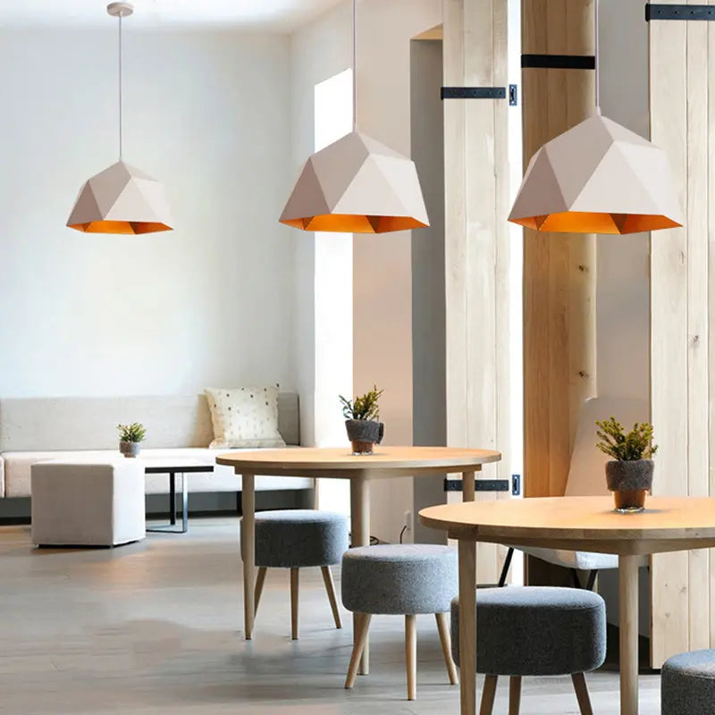 Contemporary Scandinavian Iron Geometric Polygon Rhombus 1-light Pendant Light for Dining Room BulbSquare