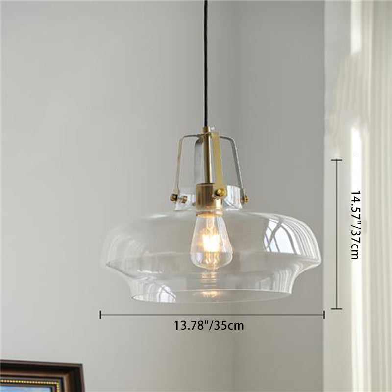 Modern Transitional Metal Glass Round 1-light Pendant Light for Dining Room