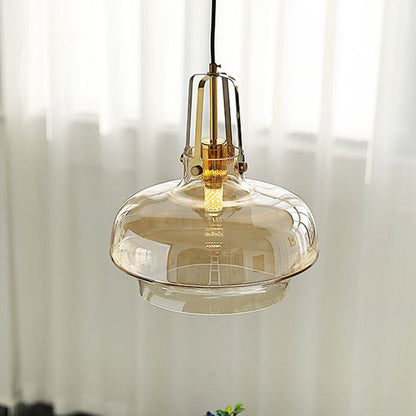 Modern Transitional Metal Glass Round 1-light Pendant Light for Dining Room