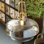 Modern Transitional Metal Glass Round 1-light Pendant Light for Dining Room