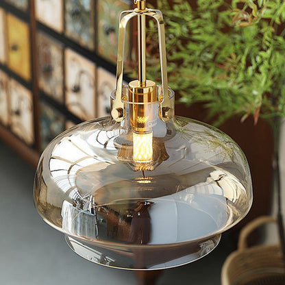 Modern Transitional Metal Glass Round 1-light Pendant Light for Dining Room