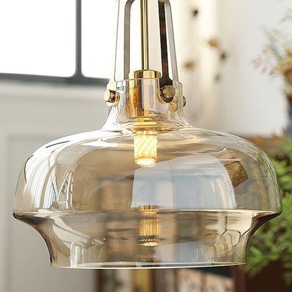Modern Transitional Metal Glass Round 1-light Pendant Light for Dining Room