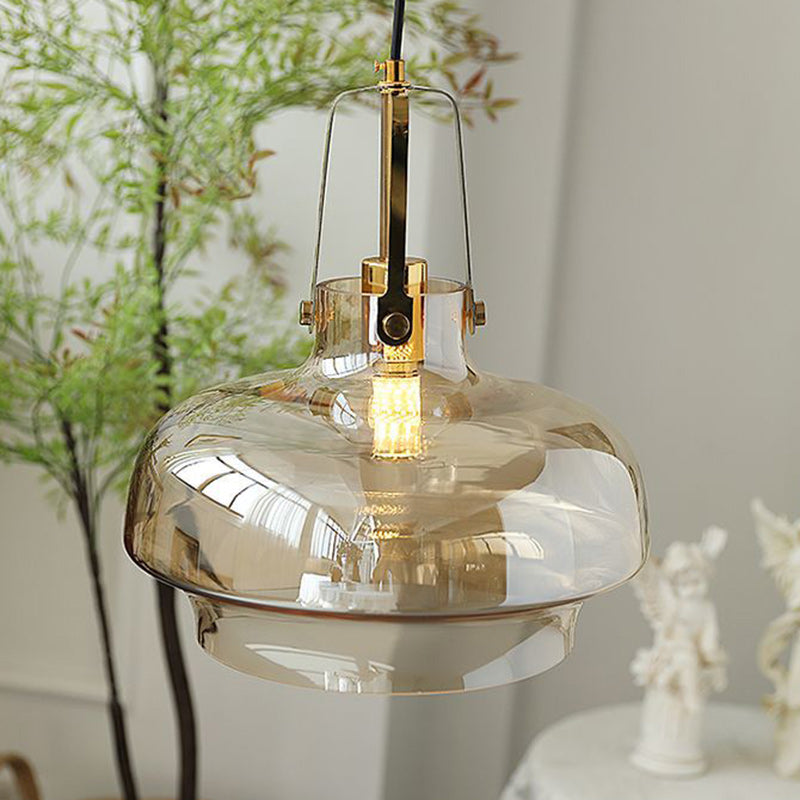Modern Transitional Metal Glass Round 1-light Pendant Light for Dining Room