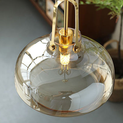 Modern Transitional Metal Glass Round 1-light Pendant Light for Dining Room