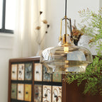 Modern Transitional Metal Glass Round 1-light Pendant Light for Dining Room