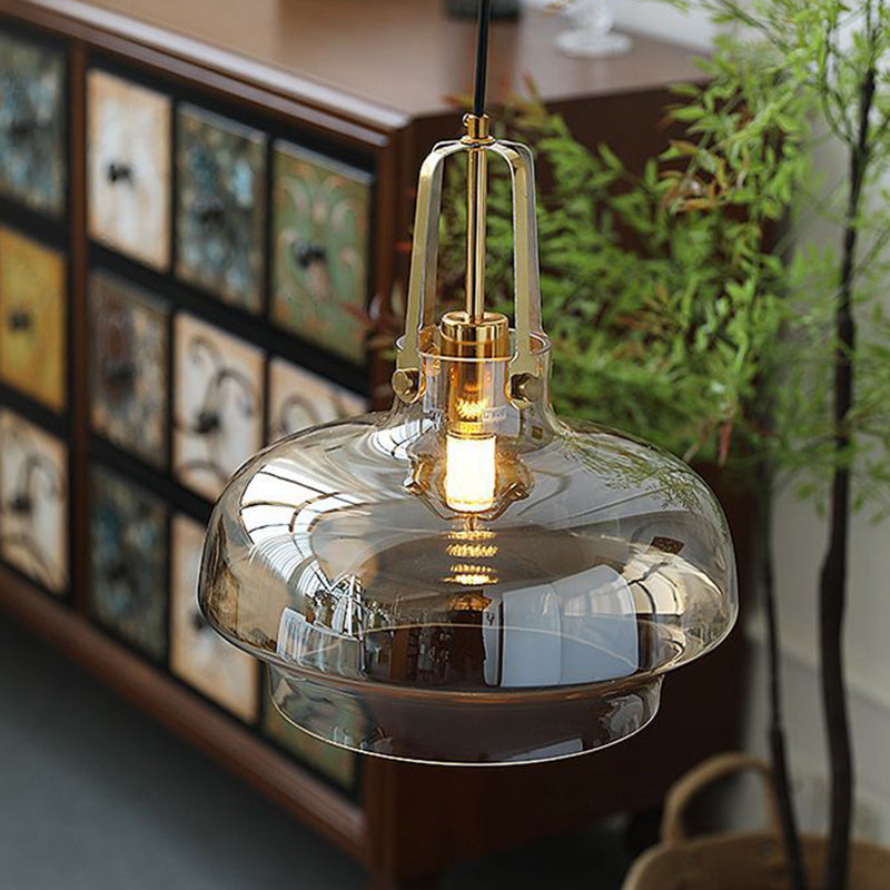 Modern Transitional Metal Glass Round 1-light Pendant Light for Dining Room