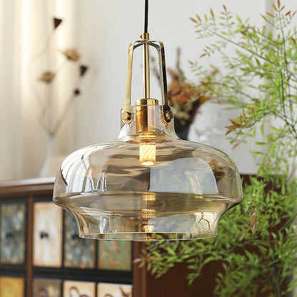 Modern Transitional Metal Glass Round 1-light Pendant Light for Dining Room