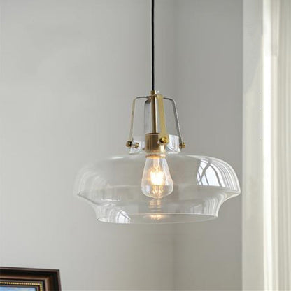 Modern Transitional Metal Glass Round 1-light Pendant Light for Dining Room