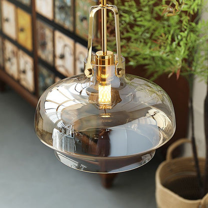 Modern Transitional Metal Glass Round 1-light Pendant Light for Dining Room