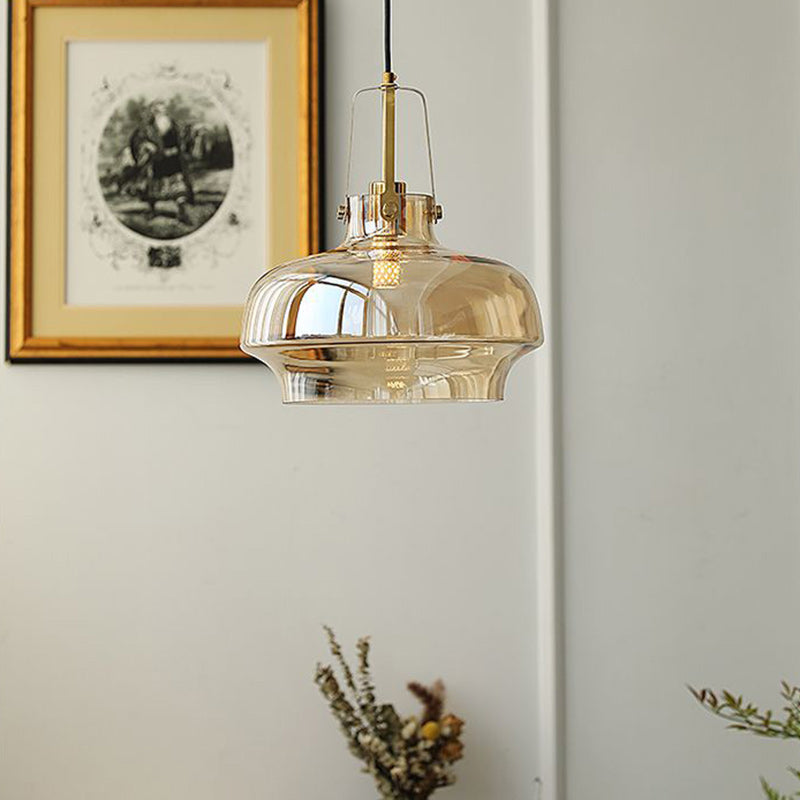Modern Transitional Metal Glass Round 1-light Pendant Light for Dining Room