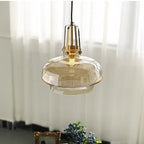 Modern Transitional Metal Glass Round 1-light Pendant Light for Dining Room