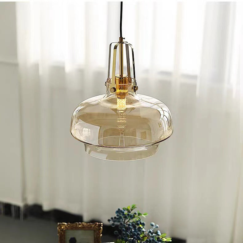 Modern Transitional Metal Glass Round 1-light Pendant Light for Dining Room