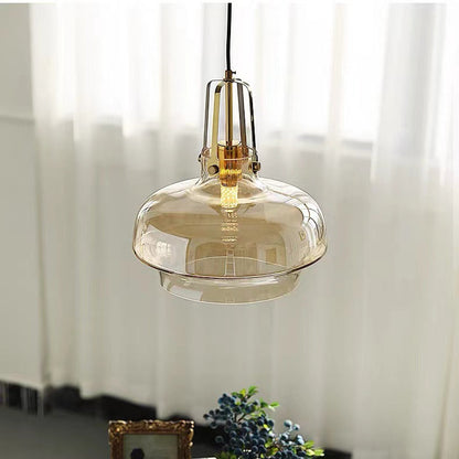 Modern Transitional Metal Glass Round 1-light Pendant Light for Dining Room