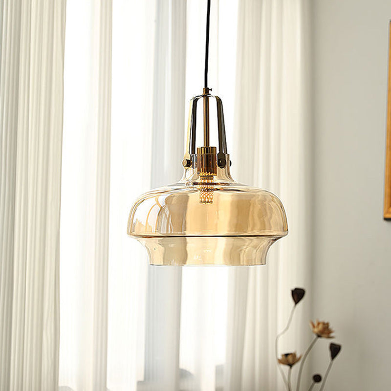 Modern Transitional Metal Glass Round 1-light Pendant Light for Dining Room