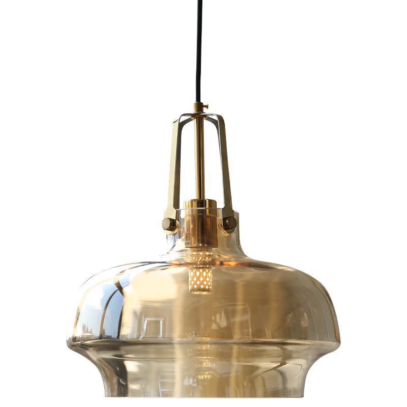 Modern Transitional Metal Glass Round 1-light Pendant Light for Dining Room