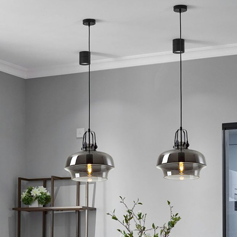 Modern Transitional Metal Glass Round 1-light Pendant Light for Dining Room