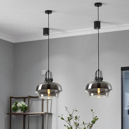 Modern Transitional Metal Glass Round 1-light Pendant Light for Dining Room