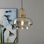 Modern Transitional Metal Glass Round 1-light Pendant Light for Dining Room