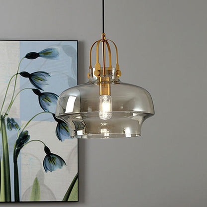 Modern Transitional Metal Glass Round 1-light Pendant Light for Dining Room