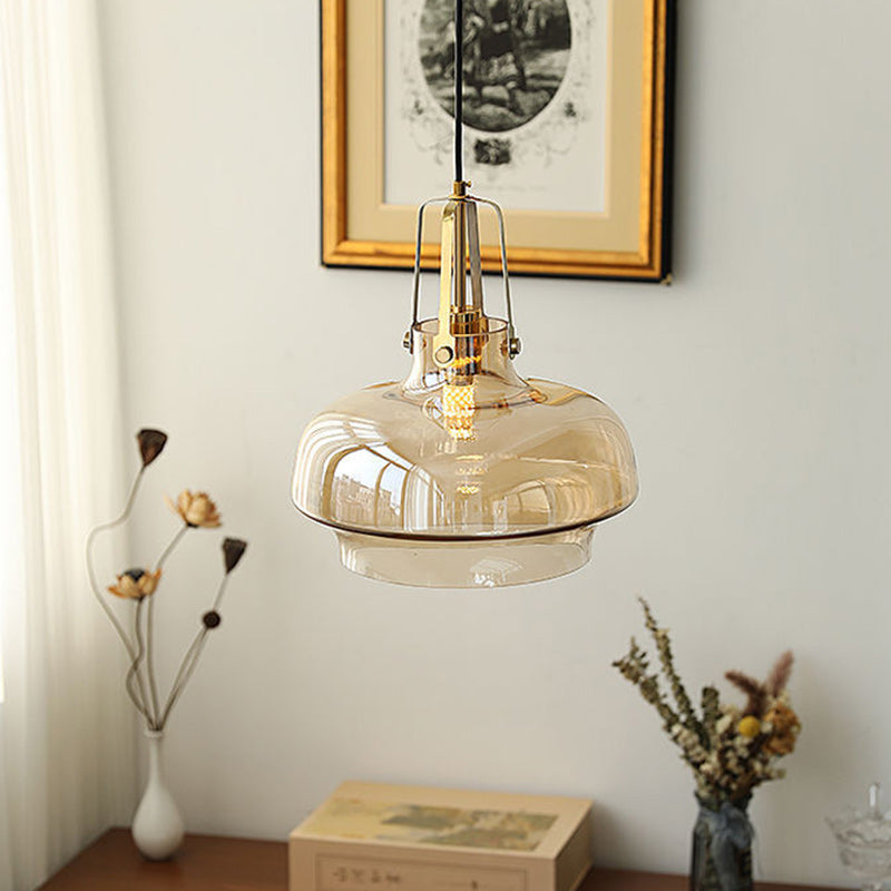 Modern Transitional Metal Glass Round 1-light Pendant Light for Dining Room