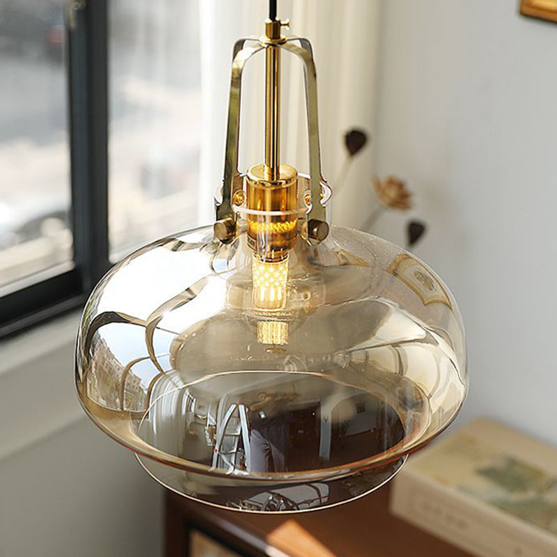 Modern Transitional Metal Glass Round 1-light Pendant Light for Dining Room