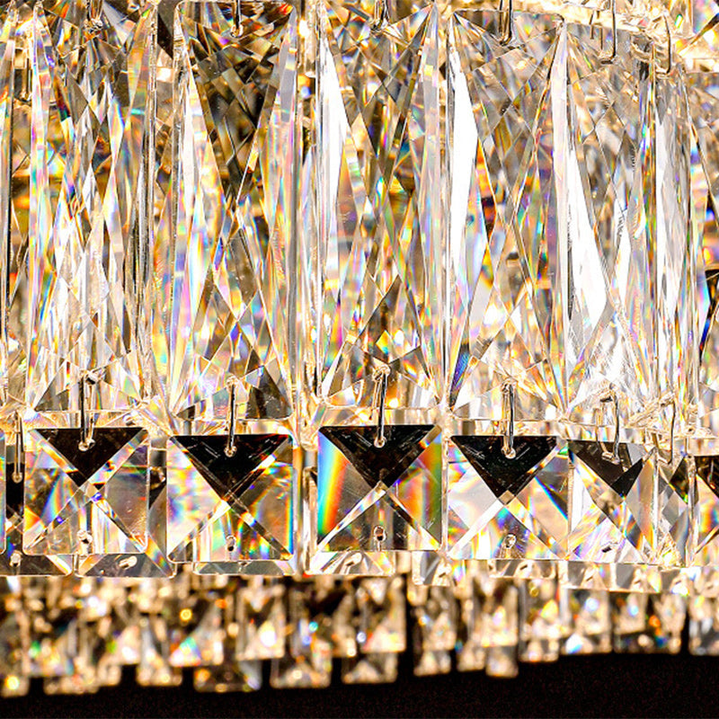 Modern Luxury Stainless Steel Crystal Wave Rectangular LED Chandeliers Island Light for Dining Room BulbSquare