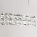 Modern Luxury Stainless Steel Crystal Wave Rectangular LED Chandeliers Island Light for Dining Room BulbSquare