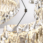 Modern Luxury Stainless Steel Crystal Wave Rectangular LED Chandeliers Island Light for Dining Room BulbSquare