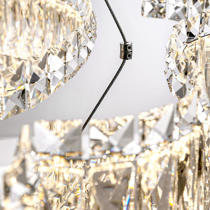 Modern Luxury Stainless Steel Crystal Wave Rectangular LED Chandeliers Island Light for Dining Room