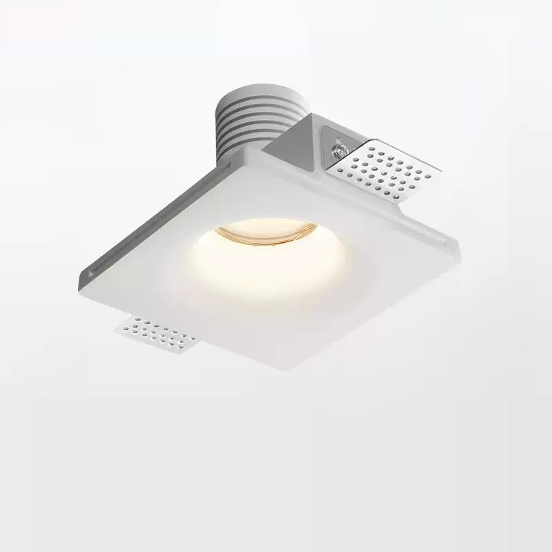 Modern Minimalist Round Square Plaster Embedded Spotlight 1-light Flush Mount Ceiling Light for Living Room