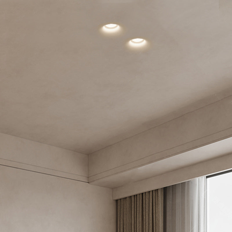 Modern Minimalist Round Square Plaster Embedded Spotlight 1-light Flush Mount Ceiling Light for Living Room