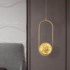 Traditional Chinese Round Square Elliptical Bamboo Leaf Copper Enameled Glass LED Pendant Light For Bedside