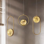 Traditional Chinese Round Square Elliptical Bamboo Leaf Copper Enameled Glass LED Pendant Light For Bedside