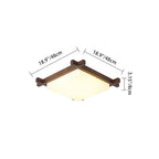 Traditional Japanese Square Rubber Wood Acrylic LED Flush Mount Ceiling Light For Bedroom Lumendat