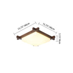 Traditional Japanese Square Rubber Wood Acrylic LED Flush Mount Ceiling Light For Bedroom Lumendat