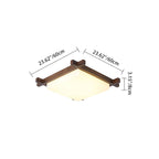Traditional Japanese Square Rubber Wood Acrylic LED Flush Mount Ceiling Light For Bedroom Lumendat