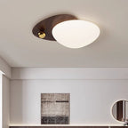 Contemporary Creative Iron Acrylic Resin Cobblestone Ball LED Flush Mount Ceiling Light For Bedroom