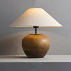 Traditional Japanese Fabric Ceramic Pot Conic 1-Light Table Lamp For Bedside Lumendat